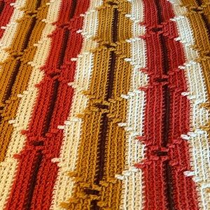 Hand made Fall Quilt Orange Cream Brown Auburn Colors Fringes on 2 sides Blanket